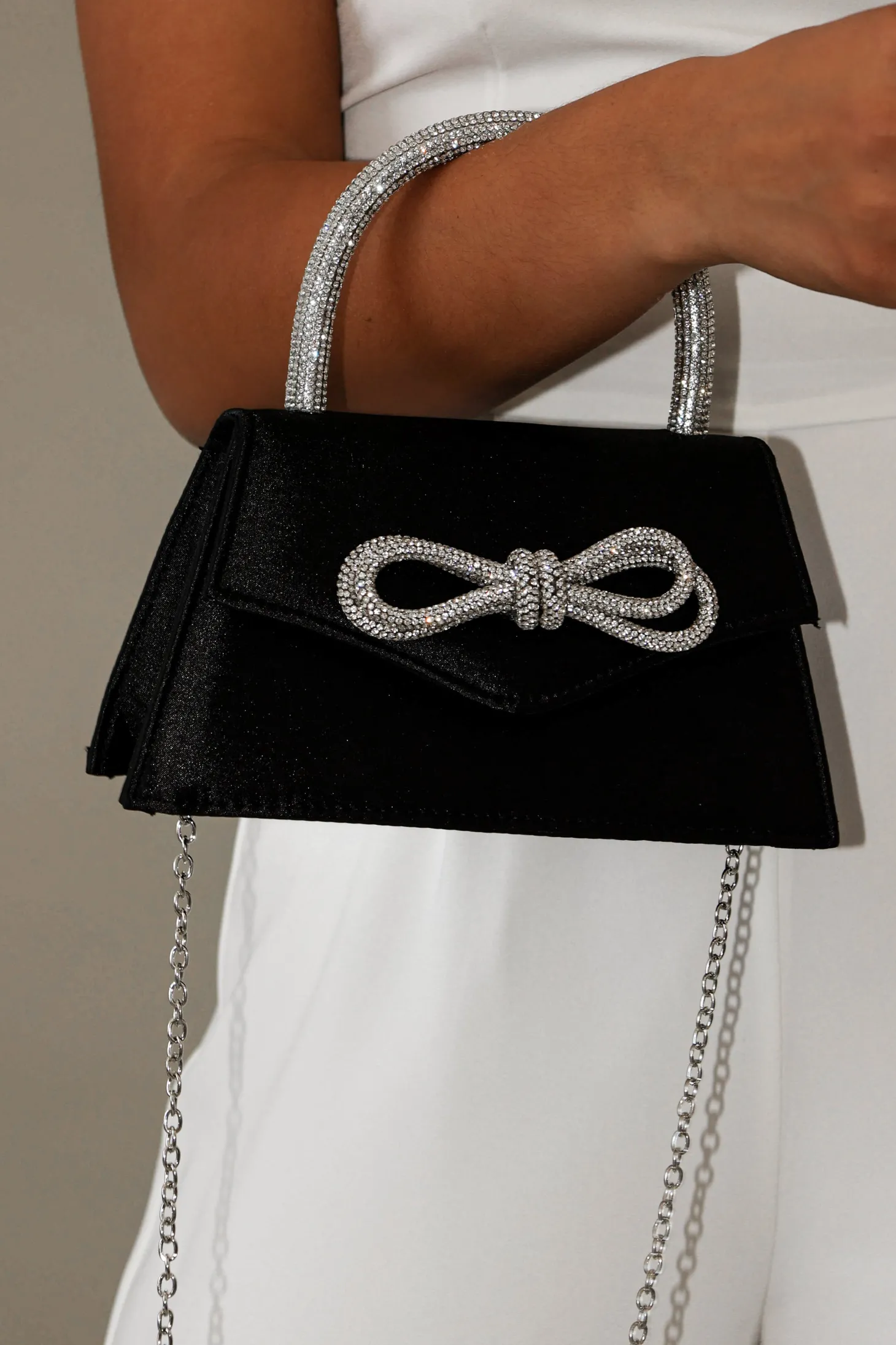 Flicka Rhinestone Bow Bag