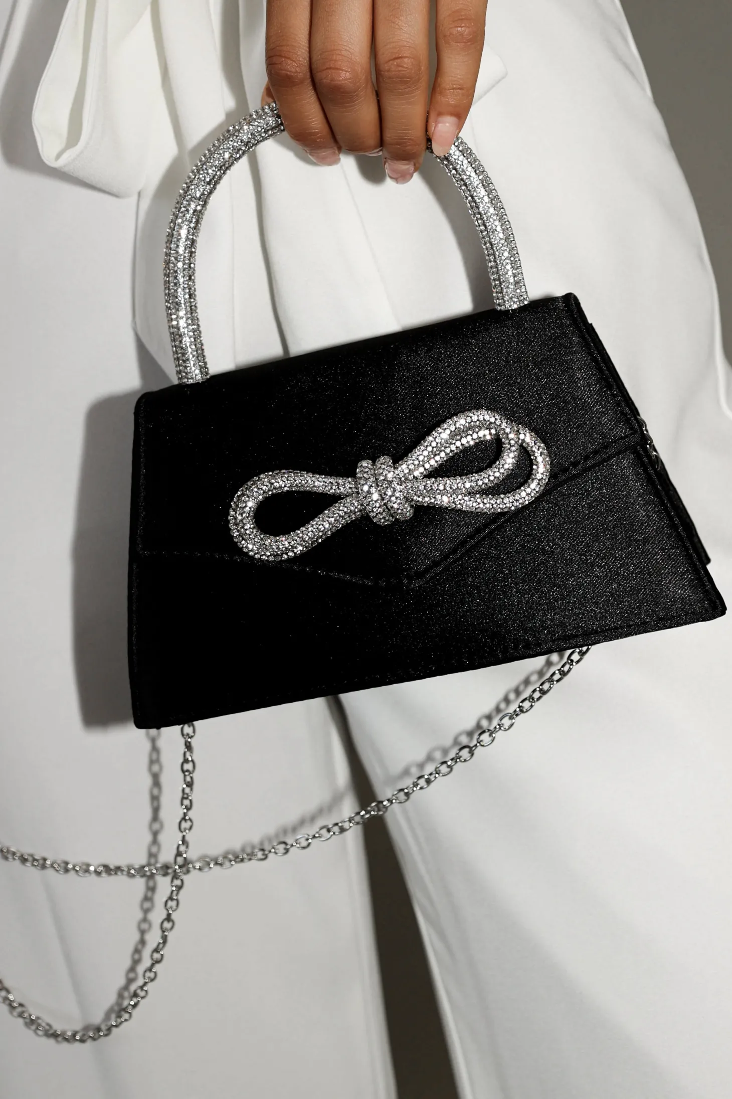 Flicka Rhinestone Bow Bag