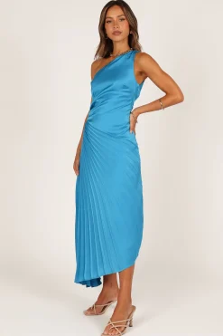 Flin Pleated One Shoulder Midi Dress