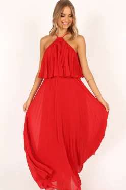 Gia Pleated Halterneck Maxi Dress