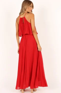 Gia Pleated Halterneck Maxi Dress