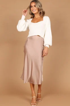 Gia Sweetheart Neck Bell Sleeve Knit Sweater