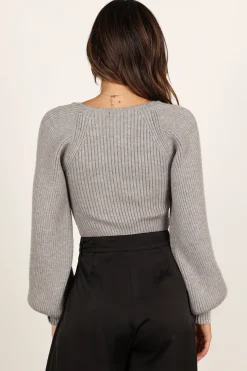 Gia Sweetheart Neck Bell Sleeve Knit Sweater