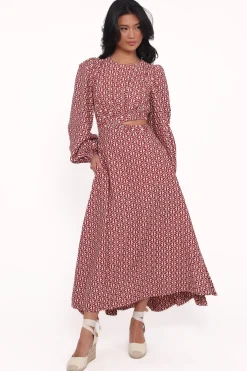 Ginnee Puff Sleeve Cutout Midi Dress