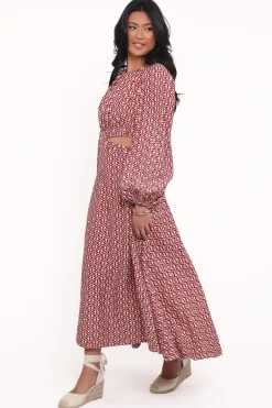 Ginnee Puff Sleeve Cutout Midi Dress