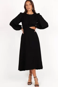 Ginnee Puff Sleeve Cutout Midi Dress