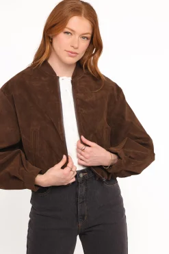 Goldie Faux Suede Bomber Jacket