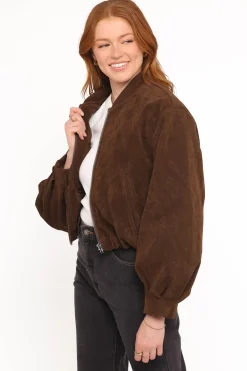 Goldie Faux Suede Bomber Jacket