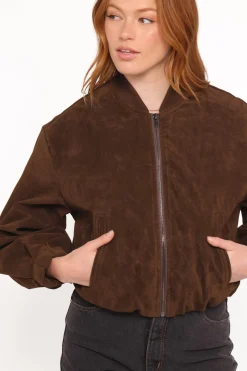 Goldie Faux Suede Bomber Jacket