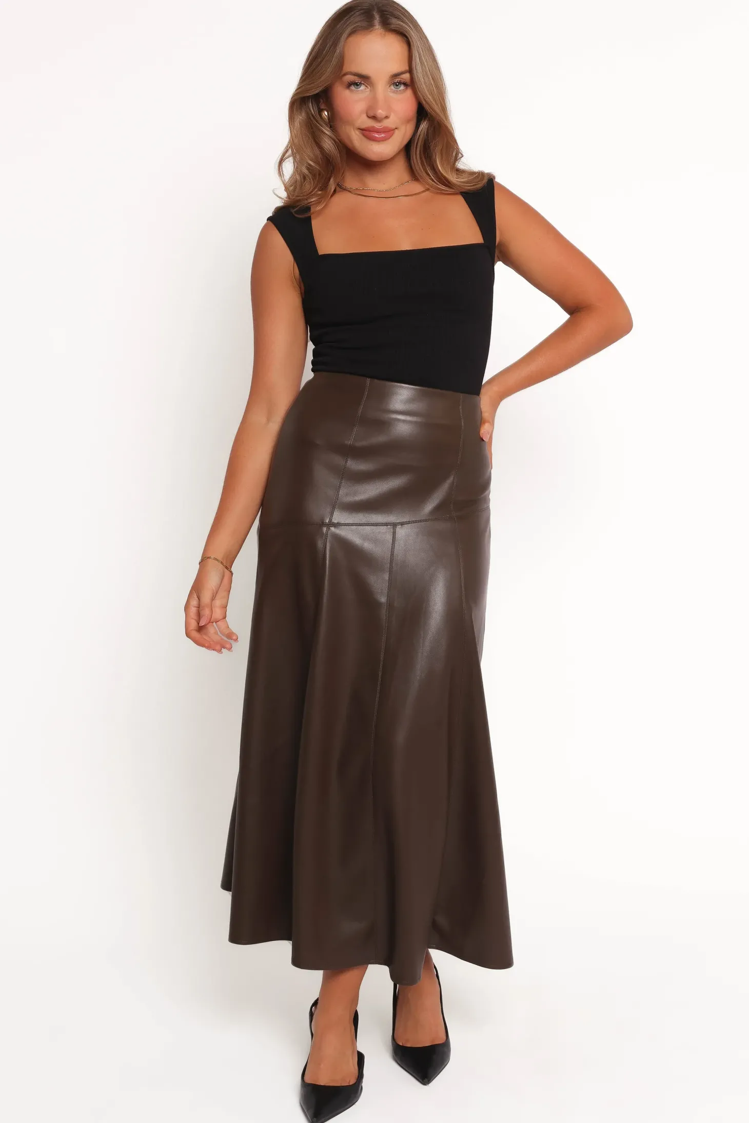 Haelee Faux Leather Skirt