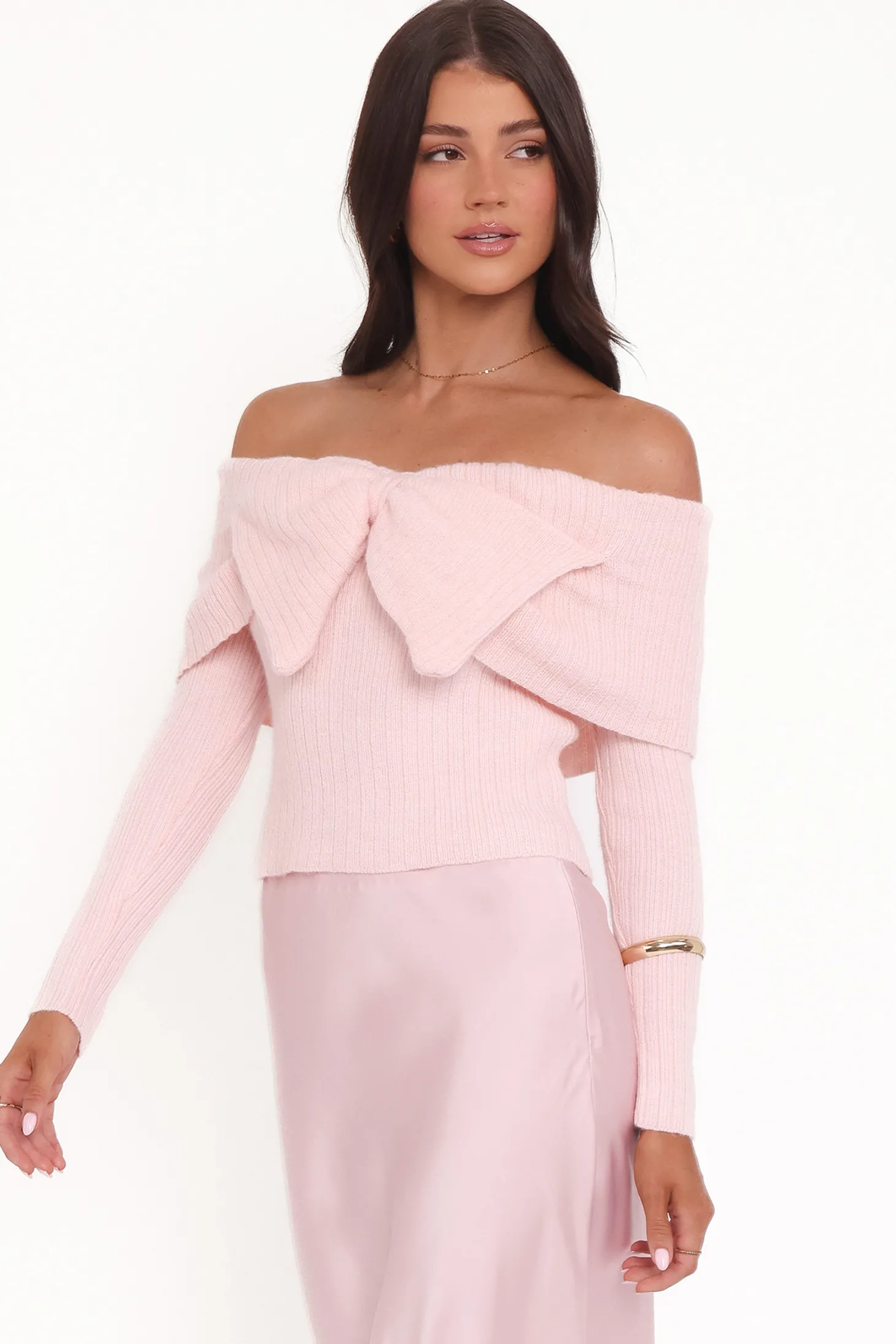 Helene Bow Off Shoulder Knit Sweater