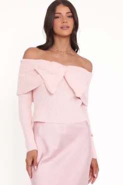 Helene Bow Off Shoulder Knit Sweater