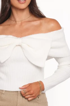 Helene Bow Off Shoulder Knit Sweater