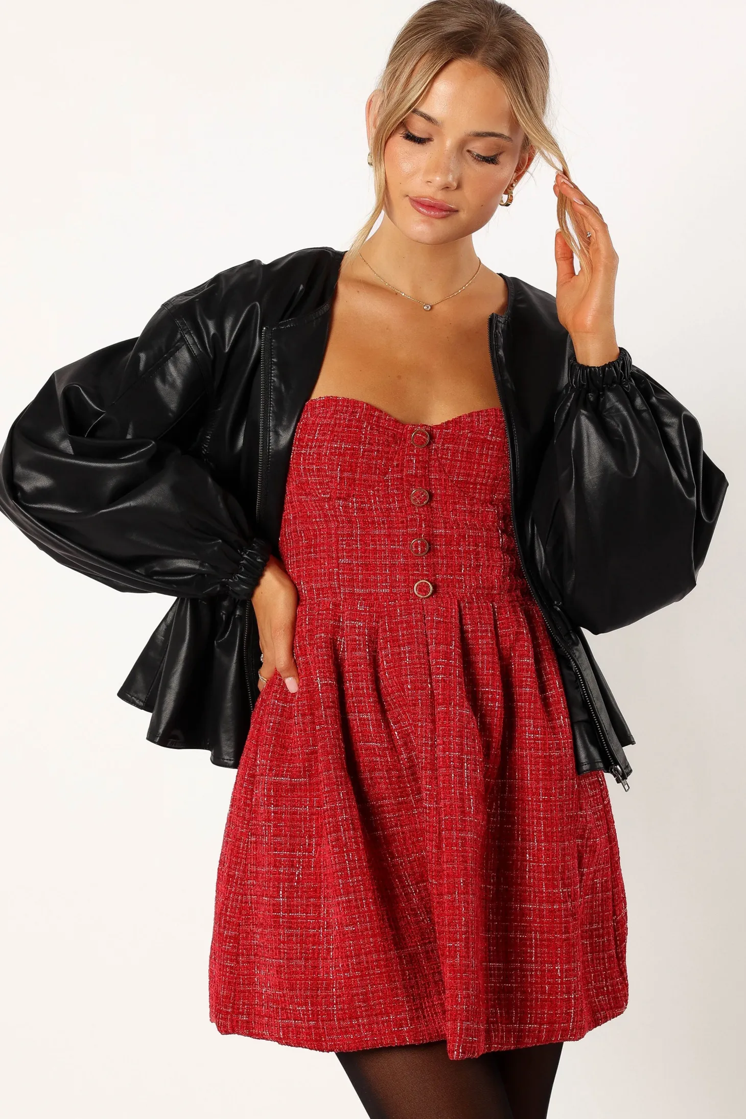 Ivanna Faux Leather Puff Sleeve Jacket