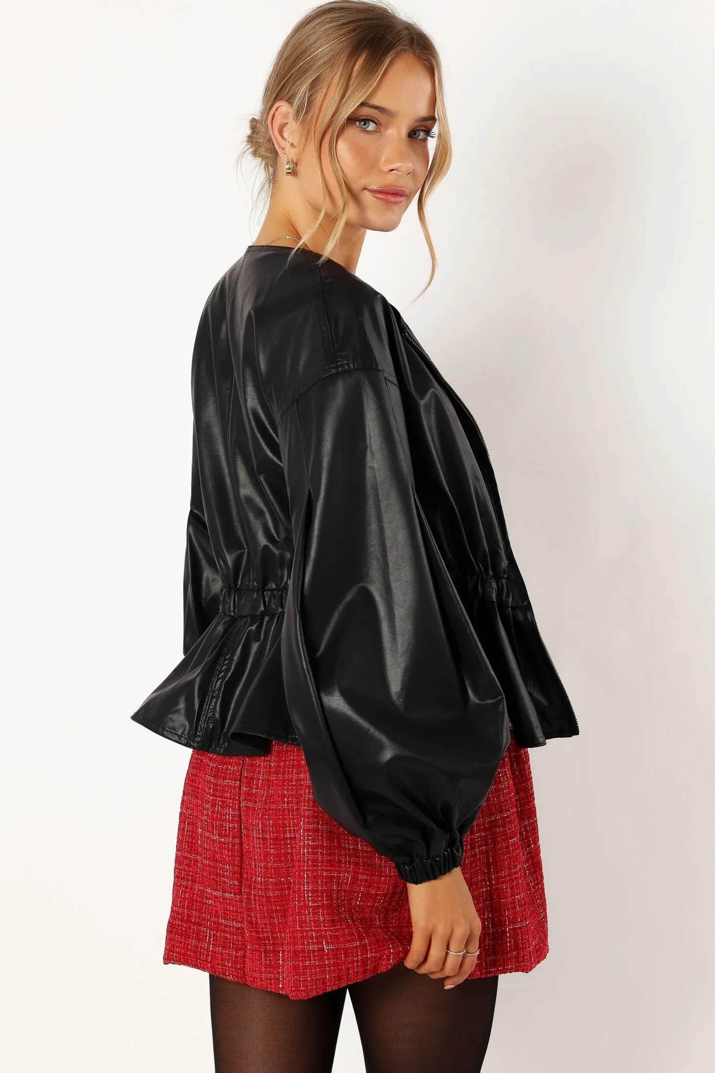 Ivanna Faux Leather Puff Sleeve Jacket