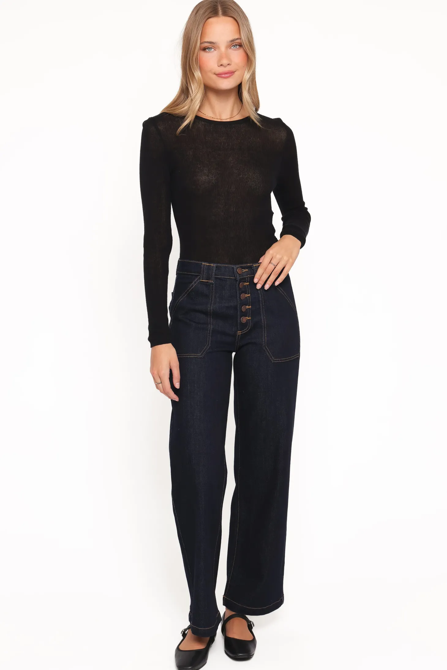Jacinta Button Down Slim Wide Jean