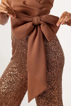 Jacquelin Bow Waist Sequin Jumpsuit