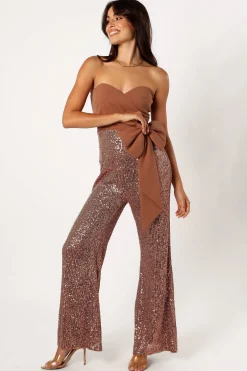 Jacquelin Bow Waist Sequin Jumpsuit