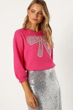 June Embellished Bow Knit Sweater