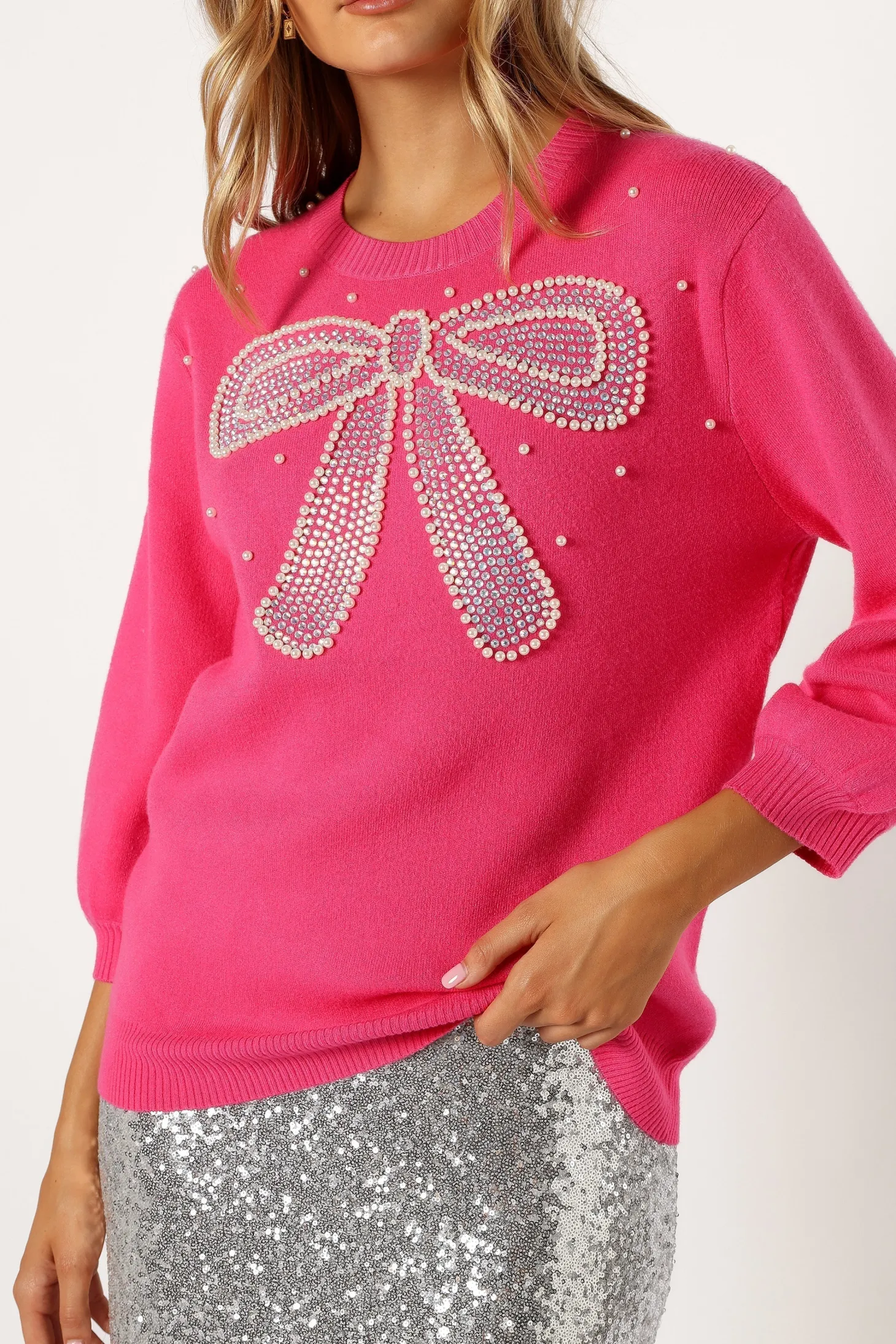 June Embellished Bow Knit Sweater