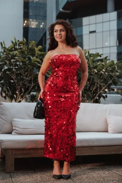 Karlie Strapless Sequin Maxi Dress