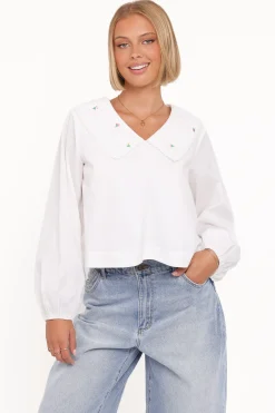 Kenna Embroidered Long Sleeve Top