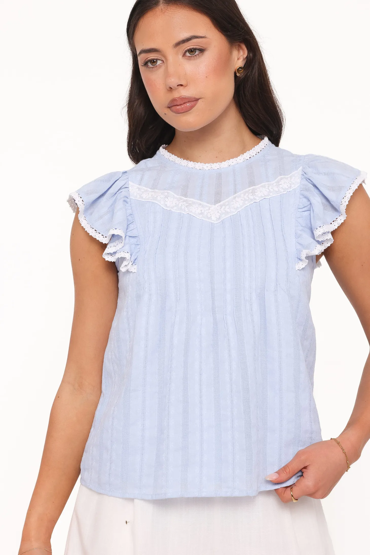 Laoise Lace Inset Ruffle Top