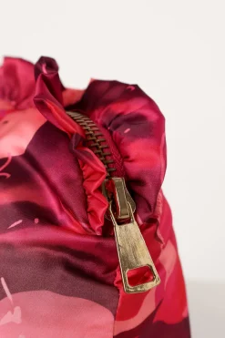 Large Satin Floral Ruffle Pouch