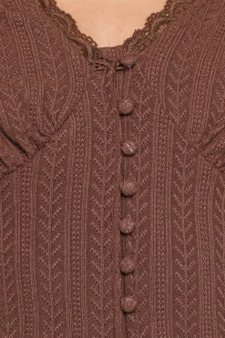 Leslie Long Sleeve Textured Button Front Top