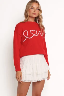 Love Embroidered Knit Sweater