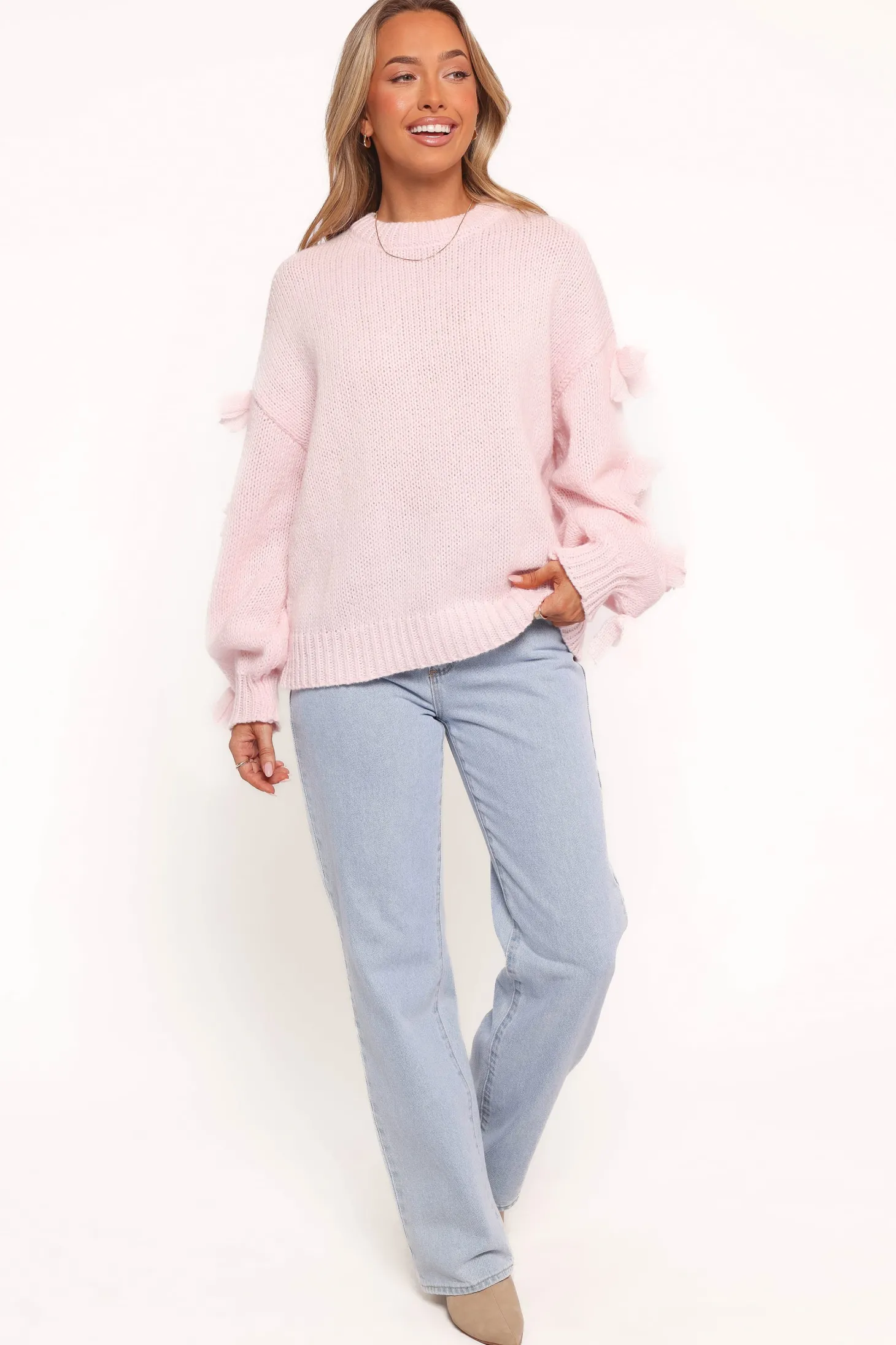 Lover Tie Sleeve Knit Sweater