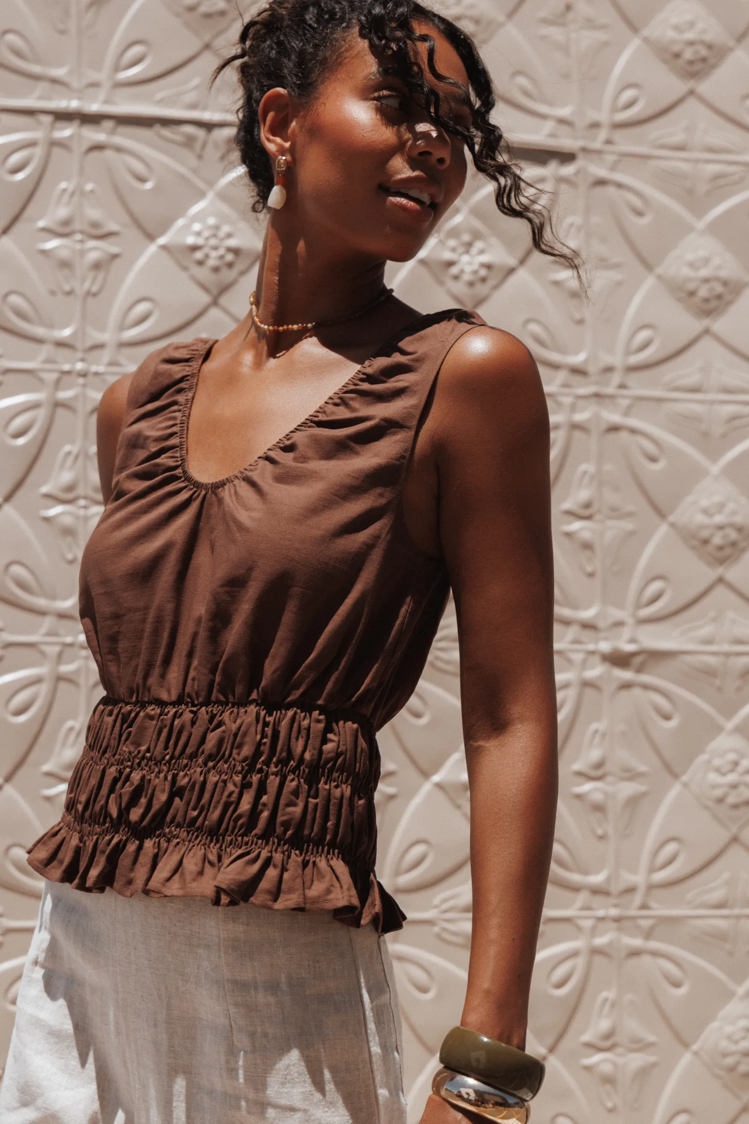 Lucilla Shirred Waist Top