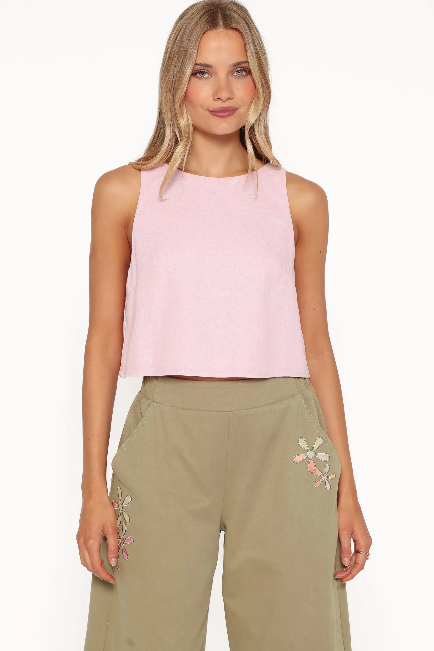 Madison Linen Cropped Tank