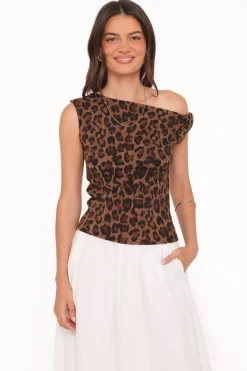 Maelis Twist Shoulder Mesh Top