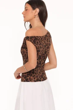 Maelis Twist Shoulder Mesh Top