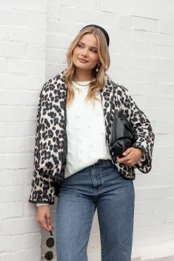 Marcos Leopard Print Quilted Jacket