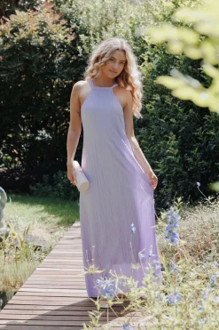 Melody Plisse Halter Maxi Dress