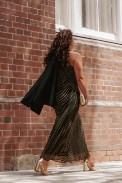 Melody Plisse Halter Maxi Dress