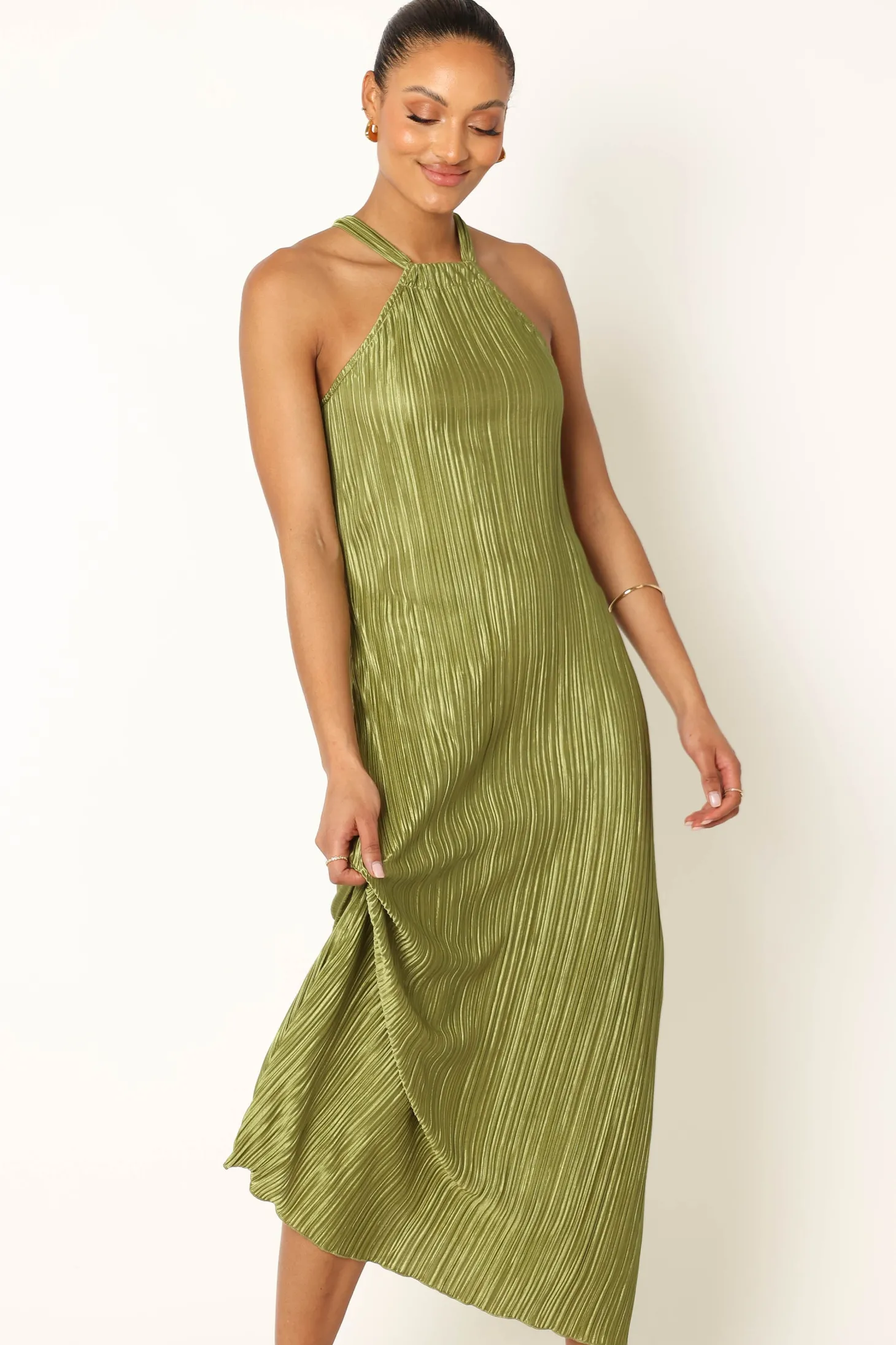Melody Plisse Halter Maxi Dress