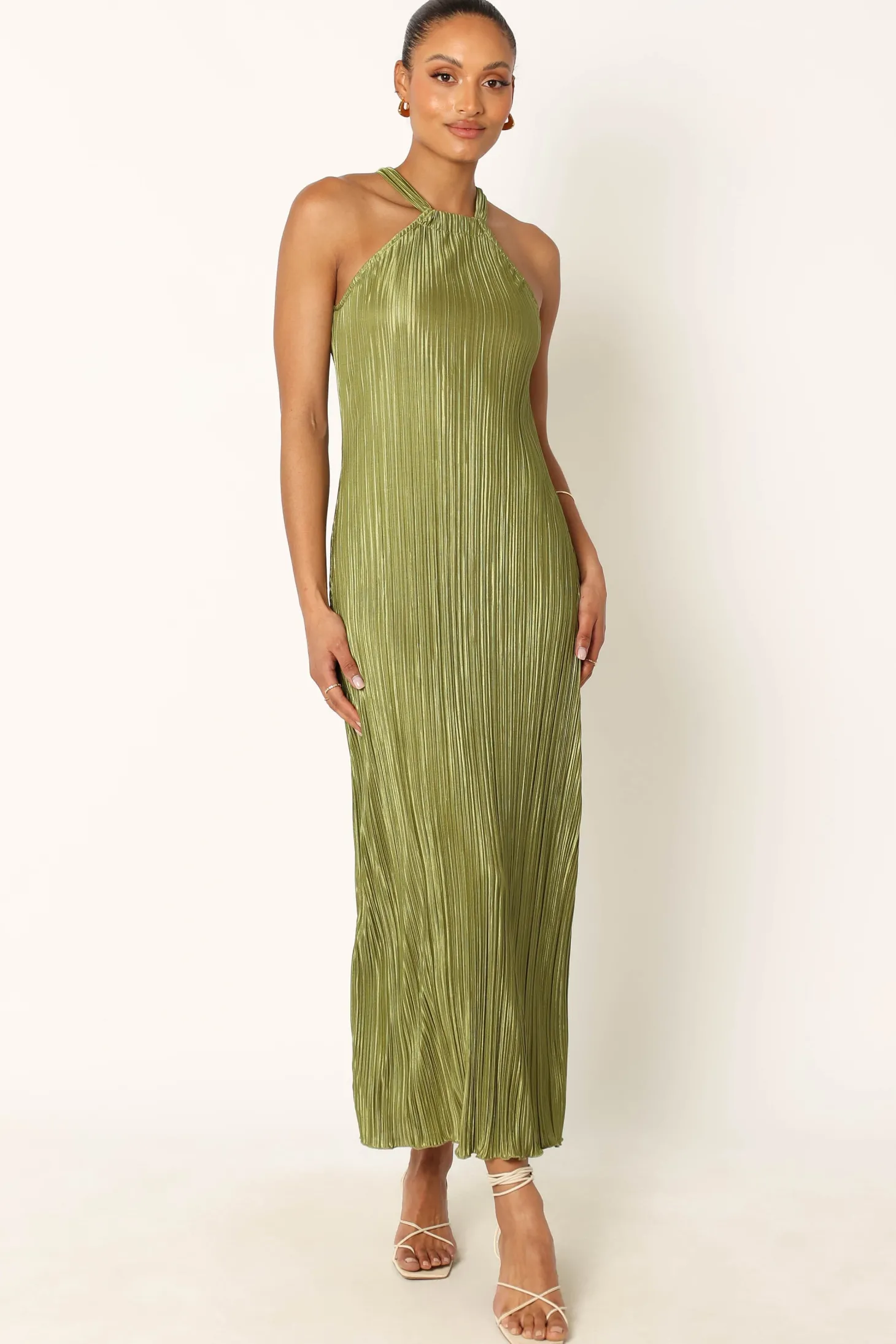 Melody Plisse Halter Maxi Dress