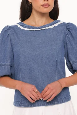 Merli Denim Open Back Top