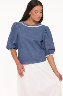 Merli Denim Open Back Top
