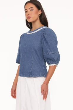 Merli Denim Open Back Top