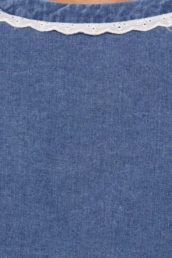 Merli Denim Open Back Top