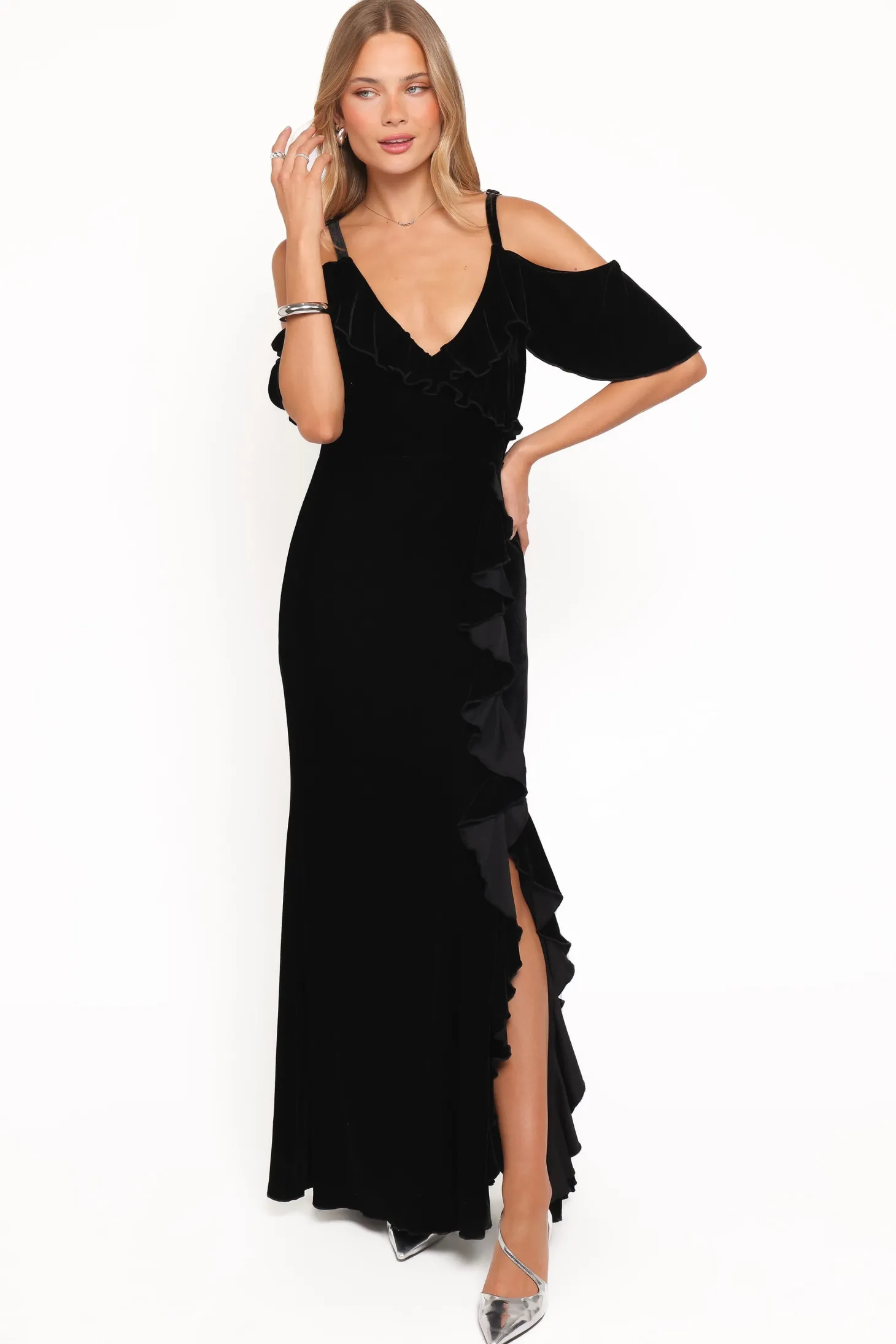 Micah Off Shoulder Velvet Maxi Dress
