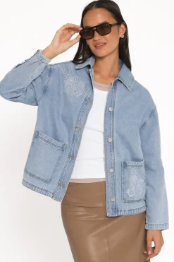 Mora Embroidered Denim Shacket