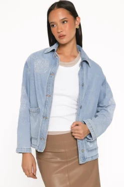 Mora Embroidered Denim Shacket