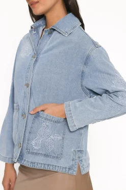 Mora Embroidered Denim Shacket