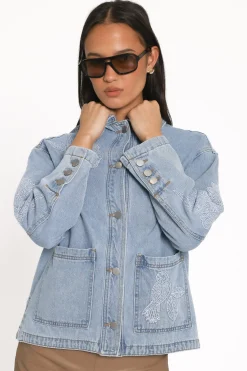 Mora Embroidered Denim Shacket