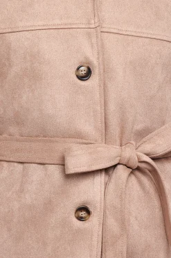 Nelly Faux Suede Cropped Trench Coat